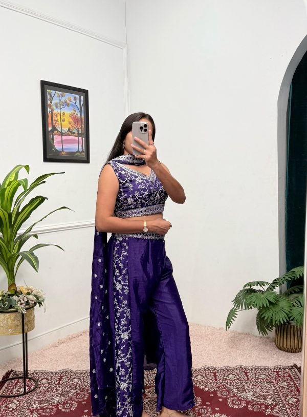 Purple Chinon Embroidery Work Salwar Suit - Image 8
