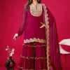Magical Red Color Faux Georgette Embroidery Sequence Work Salwar Suit