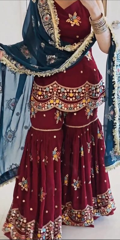 Perfect Red Color Georgette Sequence Work Salwar Suit