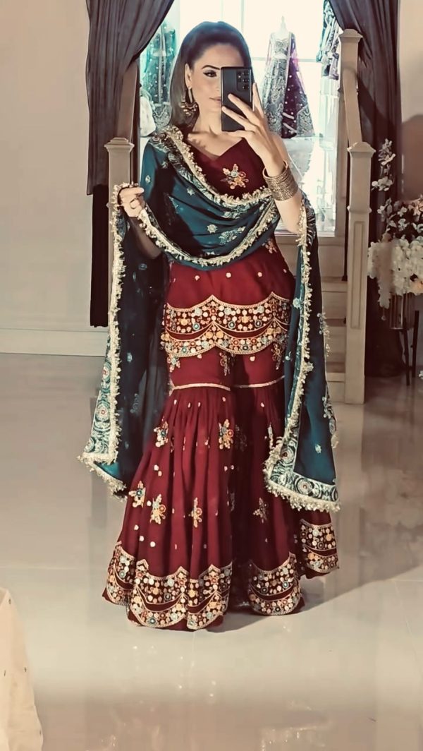 Red Georgette Sequence Work Salwar Suit - Image 4