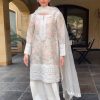 White Tobi Organza Printed With Embroidery Salwar Suit