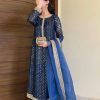 Navy Blue Foix Georgette Thread With Sequence Salwar Suit