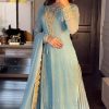 Simple Sky blue Color Georgette Sequence Beads Work Salwar Suit