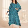 Stylist Blue Color Heavy French Crape Print Kaftan Suit