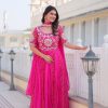 Pink Bandhej Fox Georgette Sequence Work Gown