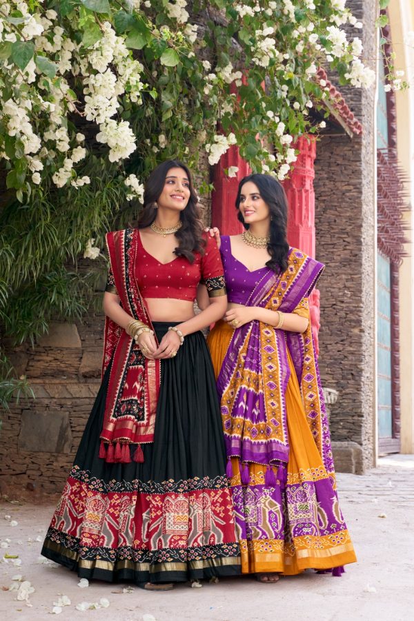 Mustard Tushar Silk Patola Printed Lehenga Choli - Image 5