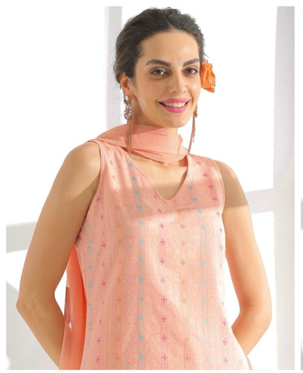Superb Peach Color Pure Cotton Print Salwar Suit