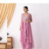 Superb Pink Color Georgette Beads Sequence Work Lace Dhoti Suit
