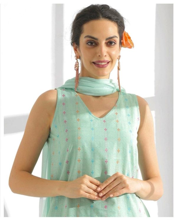 Superb Sky Blue Color Pure Cotton Print Salwar Suit