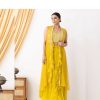 Superb Yellow Color Georgette Beads Sequence Work Lace Dhoti Suit