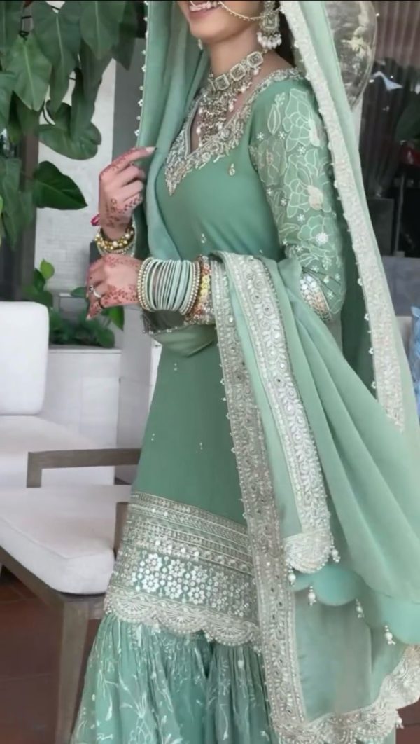 Firozi Chinon Embroidery Sequence Work Salwar Suit - Image 2