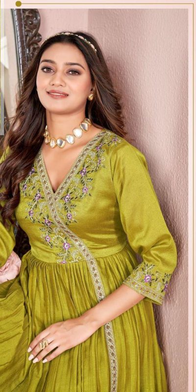 Trendy Light Yellow Color Vichitra Silk Embroidery Work Salwar Suit