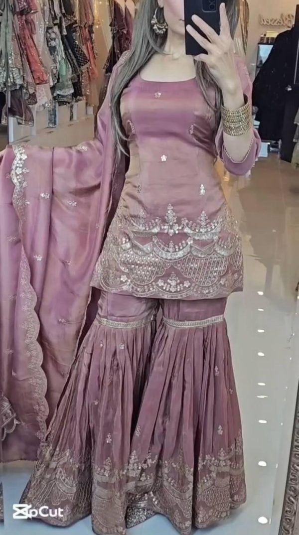 Onion Chinon Silk Sequence Work Salwar Suit - Image 3