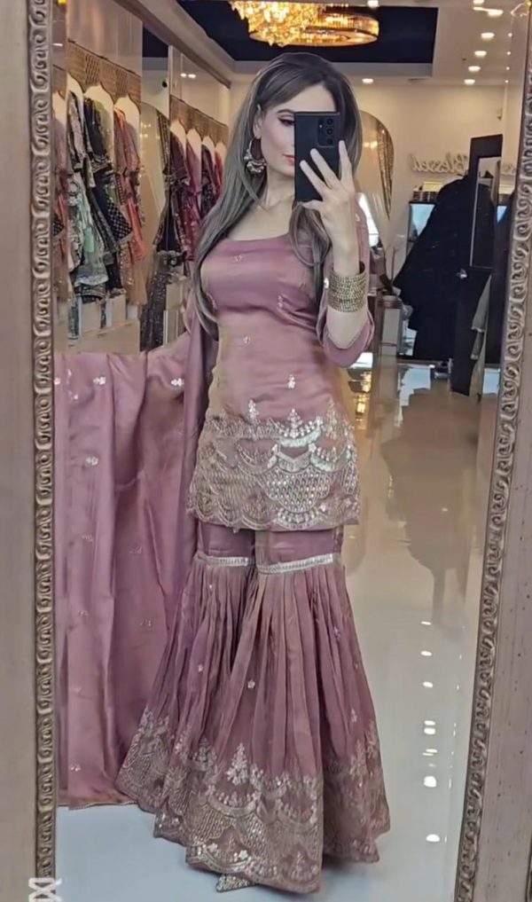 Onion Chinon Silk Sequence Work Salwar Suit - Image 4