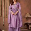 Trendy Purple Color Vichitra Silk Embroidery Work Salwar Suit
