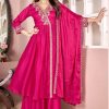 Trendy Rani Pink Color Vichitra Silk Embroidery Work Salwar Suit