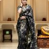 Bright Black Color Soft Litchi Silk All Over Weaving Saree