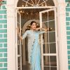 Fantastic Sky Blue Color Chinon Embroidery Work Lace Border Saree