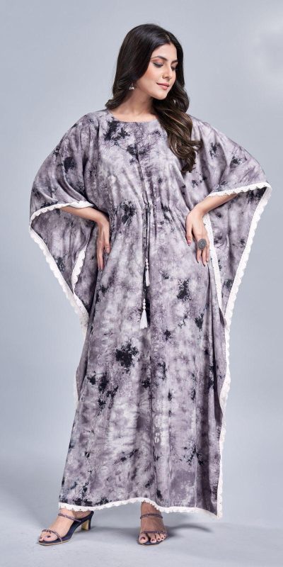 Glowing Grey Color Rayon Slab Center Belt Kaftan Suit