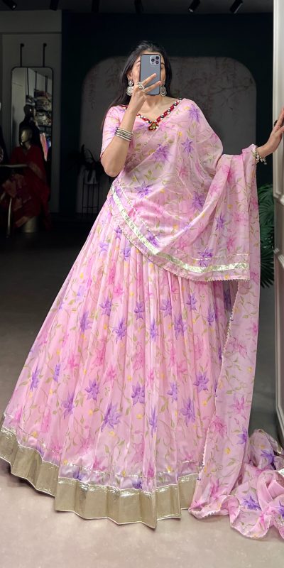 LNB 1716 Baby Pink Color Tabby Silk Floral Print Embossed Design Lace Lehenga Choli Wedding, Party, Festive, Events Etc. Delivery 4-6 Working Days Rs 2499 | Lehenga, Bollywood Lehenga, Creative Lehenga, Designer Lehenga, Embroidered Lehenga, Party Wear Lehenga