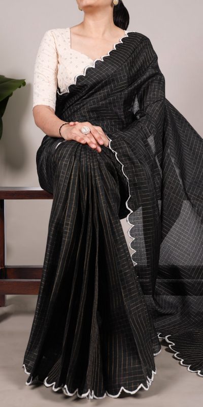 YNF 7105 Black Color Gadhawal Chex Arca Work Saree Casual, Wedding, Festive, Events . Expected Delivery  4-6 Working Days @1599/- only                                                                                | Sarees, Bollywood Sarees, Creative Sarees, Designer Sarees, Embroidered Sarees, Ethnic Saree, Modern Digital sarees, Party Wear Sarees
