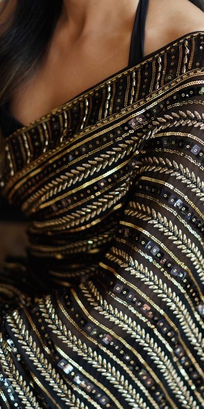 DF 3451 Black Color Faux Georgette 5mm Sequence Embroidery Work Saree Casual, Wedding, Festive, Events . Expected Delivery  4-6 Working Days @1799/- only                                                 | Sarees, Bollywood Sarees, Creative Sarees, Designer Sarees, Embroidered Sarees, Ethnic Saree, Modern Digital sarees, Party Wear Sarees