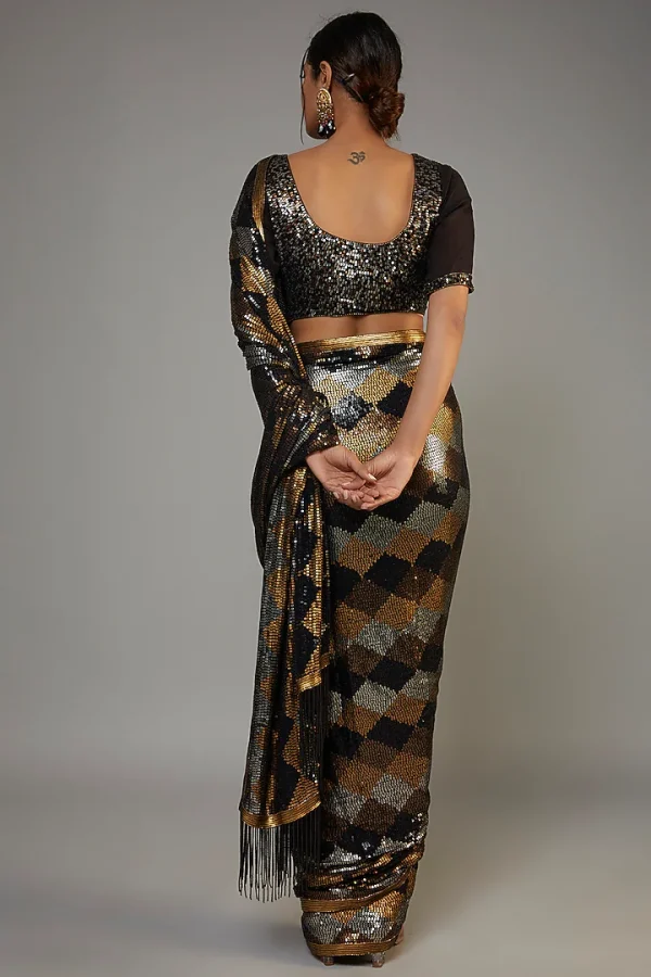 DF 3426 Black Color Georgette 5MM Sequins Embroidery Work Saree Casual, Wedding, Festive, Events . Expected Delivery  4-6 Working Days @1749/- only                                                 | Sarees, Bollywood Sarees, Creative Sarees, Designer Sarees, Embroidered Sarees, Ethnic Saree, Modern Digital sarees, Party Wear Sarees