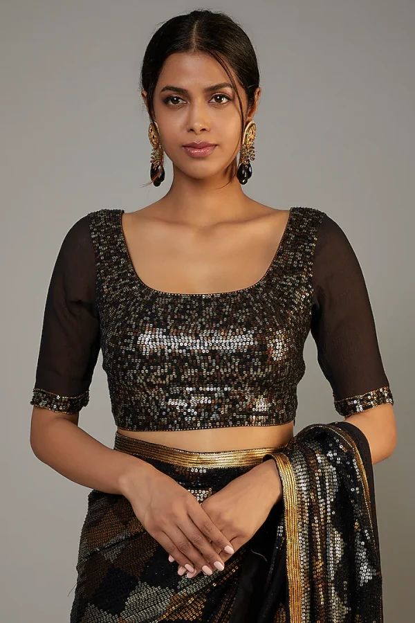 DF 3426 Black Color Georgette 5MM Sequins Embroidery Work Saree Casual, Wedding, Festive, Events . Expected Delivery  4-6 Working Days @1749/- only                                                 | Sarees, Bollywood Sarees, Creative Sarees, Designer Sarees, Embroidered Sarees, Ethnic Saree, Modern Digital sarees, Party Wear Sarees