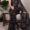 YNF 7052 Black Color Lurex Brasso Floral Viscose Brasso Saree Casual, Wedding, Festive, Events . Expected Delivery  4-6 Working Days @1799/- only                                                                                | Sarees, Bollywood Sarees, Creative Sarees, Designer Sarees, Embroidered Sarees, Ethnic Saree, Modern Digital sarees, Party Wear Sarees