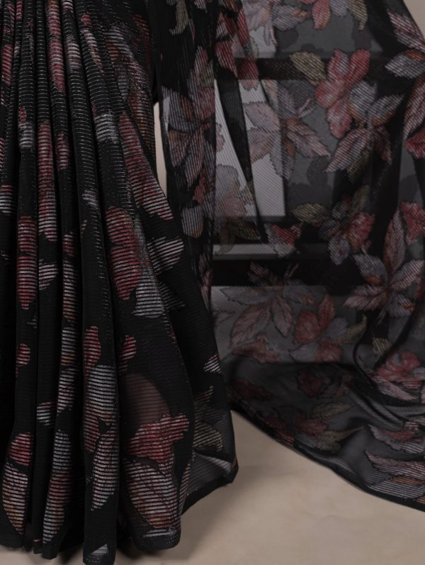 YNF 7052 Black Color Lurex Brasso Floral Viscose Brasso Saree Casual, Wedding, Festive, Events . Expected Delivery  4-6 Working Days @1799/- only                                                                                | Sarees, Bollywood Sarees, Creative Sarees, Designer Sarees, Embroidered Sarees, Ethnic Saree, Modern Digital sarees, Party Wear Sarees