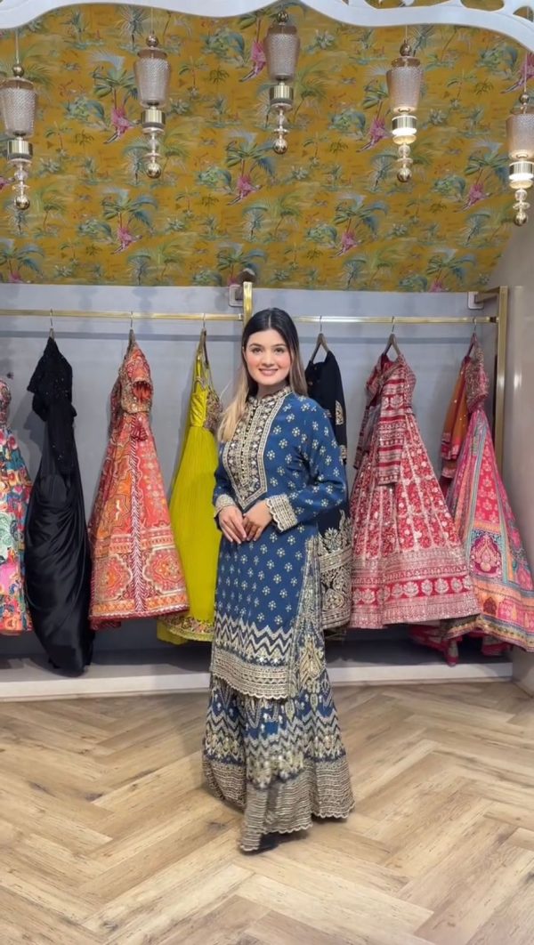 LG 1995 Blue Color Chinon Digital Print diamond Mirror WorkSalwar Suit Casual, Wedding, Festive, Events . Expected Delivery  4-6 Working Days @1999/- only      | Jump Suits, Salwar suit, Casual Suits, Creative suits, Designer Suits, Palazzo Suits, Party Wear Suits, Patiala Suits, Straight Suits