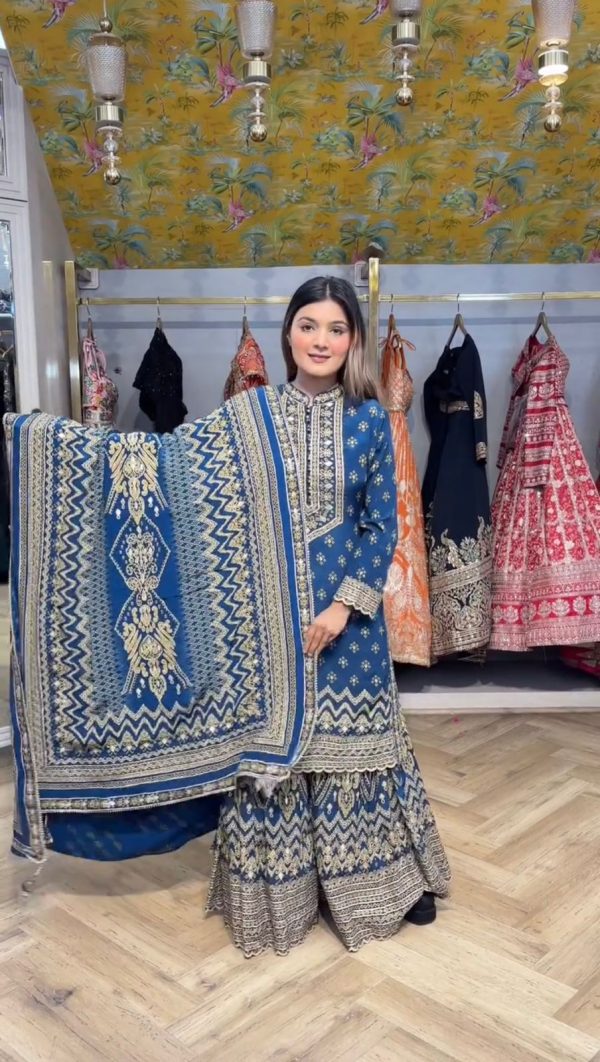 LG 1995 Blue Color Chinon Digital Print diamond Mirror WorkSalwar Suit Casual, Wedding, Festive, Events . Expected Delivery  4-6 Working Days @1999/- only      | Jump Suits, Salwar suit, Casual Suits, Creative suits, Designer Suits, Palazzo Suits, Party Wear Suits, Patiala Suits, Straight Suits