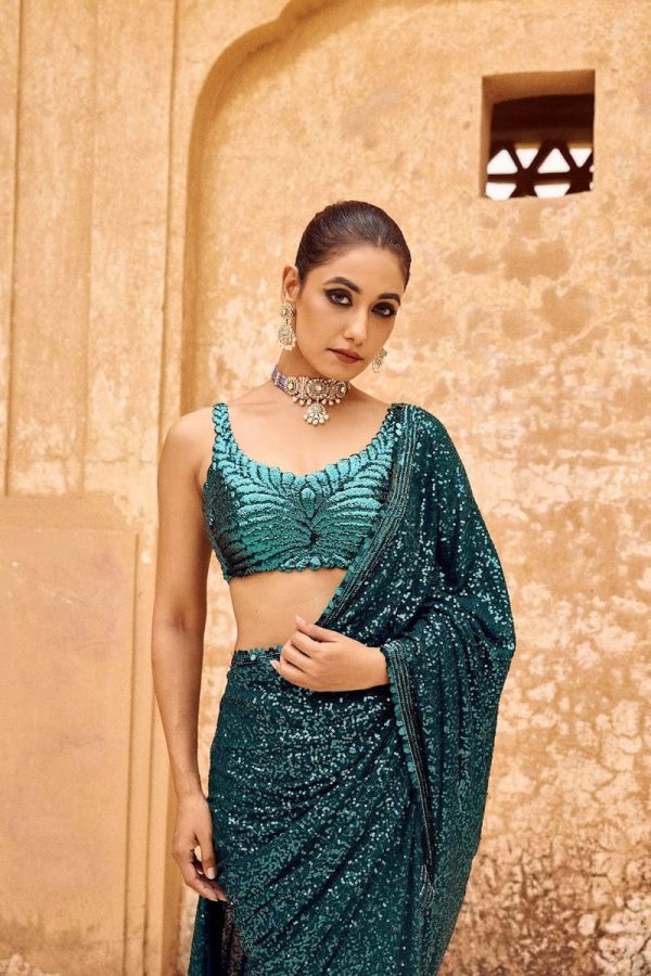 DF 3433 Blue Color Georgette 5mm Khichdi Sequence Embroidery Work Saree Casual, Wedding, Festive, Events . Expected Delivery  4-6 Working Days @1799/- only                                                                                | Sarees, Bollywood Sarees, Creative Sarees, Designer Sarees, Embroidered Sarees, Ethnic Saree, Modern Digital sarees, Party Wear Sarees