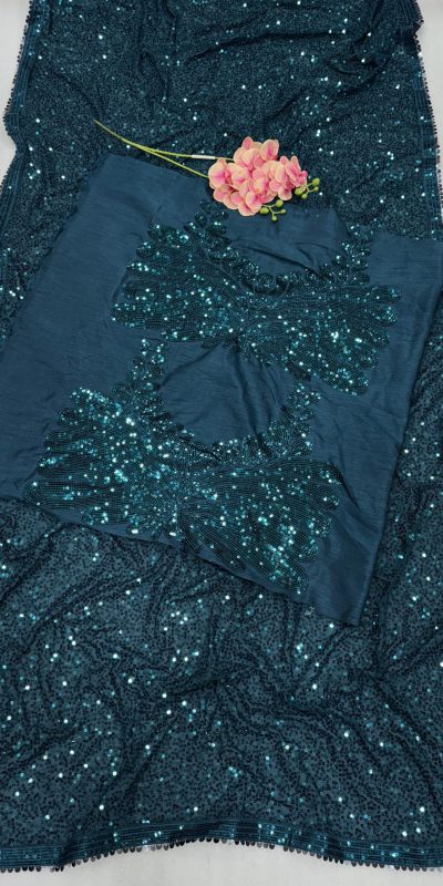 DF 3433 Blue Color Georgette 5mm Khichdi Sequence Embroidery Work Saree Casual, Wedding, Festive, Events . Expected Delivery  4-6 Working Days @1799/- only                                                                                | Sarees, Bollywood Sarees, Creative Sarees, Designer Sarees, Embroidered Sarees, Ethnic Saree, Modern Digital sarees, Party Wear Sarees