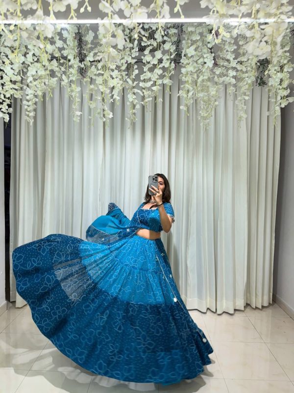 LG 647 Blue Color Printed Georgette Real Mirror Work Lehenga Choli Wedding, Party, Festive, Events Etc. Delivery 4-6 Working Days Rs 2099 | Lehenga, Bollywood Lehenga, Creative Lehenga, Designer Lehenga, Embroidered Lehenga, Party Wear Lehenga