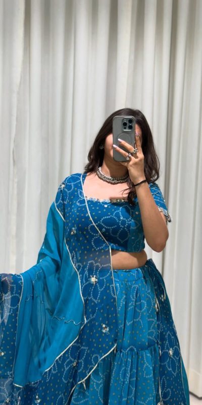 LG 647 Blue Color Printed Georgette Real Mirror Work Lehenga Choli Wedding, Party, Festive, Events Etc. Delivery 4-6 Working Days Rs 2099 | Lehenga, Bollywood Lehenga, Creative Lehenga, Designer Lehenga, Embroidered Lehenga, Party Wear Lehenga