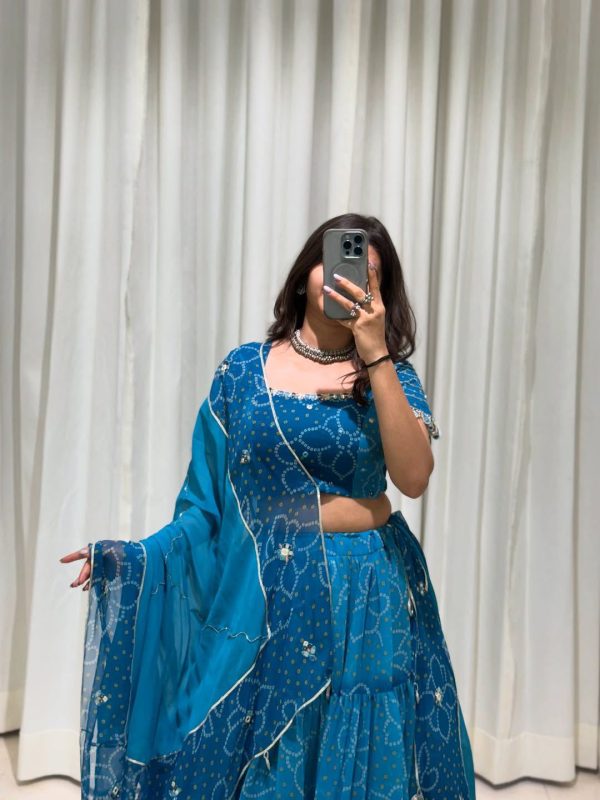 LG 647 Blue Color Printed Georgette Real Mirror Work Lehenga Choli Wedding, Party, Festive, Events Etc. Delivery 4-6 Working Days Rs 2099 | Lehenga, Bollywood Lehenga, Creative Lehenga, Designer Lehenga, Embroidered Lehenga, Party Wear Lehenga