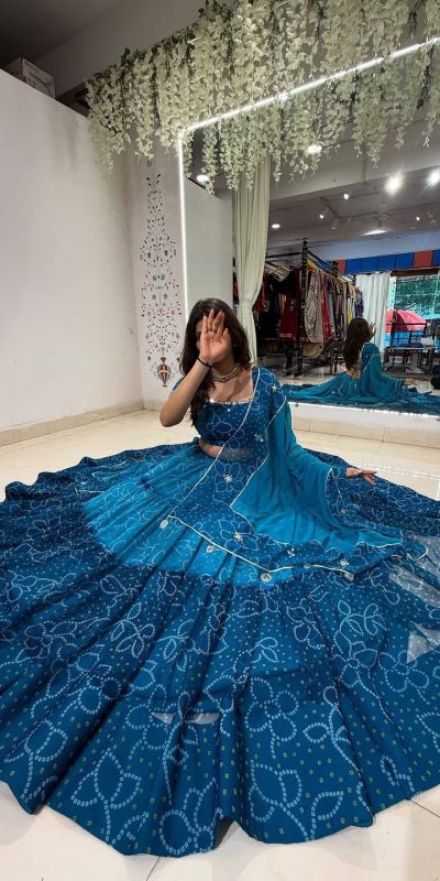 LG 647 Blue Color Printed Georgette Real Mirror Work Lehenga Choli Wedding, Party, Festive, Events Etc. Delivery 4-6 Working Days Rs 2099 | Lehenga, Bollywood Lehenga, Creative Lehenga, Designer Lehenga, Embroidered Lehenga, Party Wear Lehenga