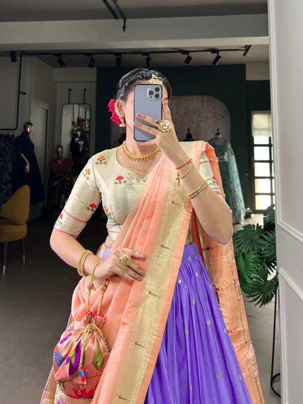 Blue Jacquard Weaving Lehenga Choli