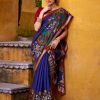 YNF 7048 Blue Color Polyester Chanderi Kalamkari Weaving Work Saree Casual, Wedding, Festive, Events . Expected Delivery  4-6 Working Days @1499/- only                                | Sarees, Bollywood Sarees, Creative Sarees, Designer Sarees, Embroidered Sarees, Ethnic Saree, Modern Digital sarees, Party Wear Sarees