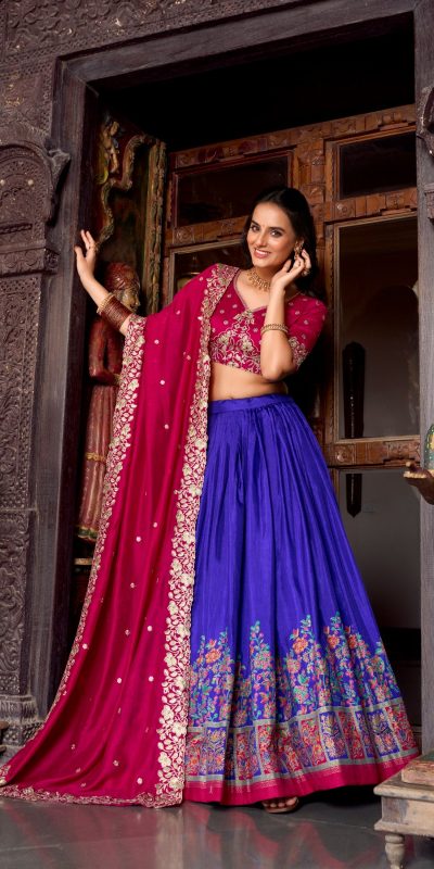 LNB 1238 Blue Color Tasar Silk Printed With Foil Work Lehenga Choli Festive Party Wedding, Events etc. Delivery 4-6 Working Days @2999/- | Lehenga, Bollywood Lehenga, Creative Lehenga, Designer Lehenga, Embroidered Lehenga, Party Wear Lehenga