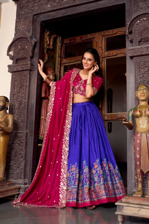 LNB 1238 Blue Color Tasar Silk Printed With Foil Work Lehenga Choli Festive Party Wedding, Events etc. Delivery 4-6 Working Days @2999/- | Lehenga, Bollywood Lehenga, Creative Lehenga, Designer Lehenga, Embroidered Lehenga, Party Wear Lehenga