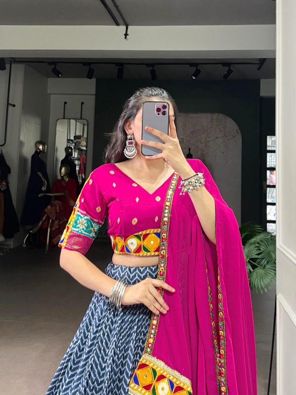 LNB 1742 Blue Color Tasar Silk Foil Print Original Mirror Gamthi  Work Lehenga Choli Wedding, Party, Festive, Events Etc. Delivery 4-6 Working Days Rs 3049 | Lehenga, Bollywood Lehenga, Creative Lehenga, Designer Lehenga, Embroidered Lehenga, Party Wear Lehenga