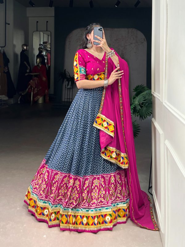 LNB 1742 Blue Color Tasar Silk Foil Print Original Mirror Gamthi  Work Lehenga Choli Wedding, Party, Festive, Events Etc. Delivery 4-6 Working Days Rs 3049 | Lehenga, Bollywood Lehenga, Creative Lehenga, Designer Lehenga, Embroidered Lehenga, Party Wear Lehenga