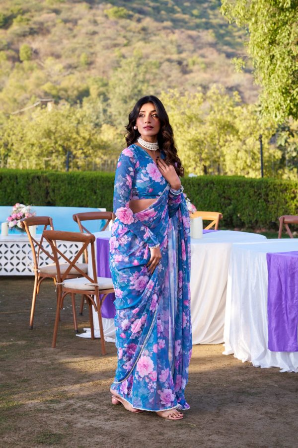 YNF 7010 Blue Color Weightless Marbal Floral Printed Pearl Lace Saree Casual, Wedding, Festive, Events . Expected Delivery  4-6 Working Days @1599/- only                                                                                | Sarees, Bollywood Sarees, Creative Sarees, Designer Sarees, Embroidered Sarees, Ethnic Saree, Modern Digital sarees, Party Wear Sarees