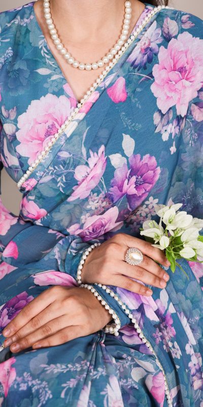 YNF 7010 Blue Color Weightless Marbal Floral Printed Pearl Lace Saree Casual, Wedding, Festive, Events . Expected Delivery  4-6 Working Days @1599/- only                                                                                | Sarees, Bollywood Sarees, Creative Sarees, Designer Sarees, Embroidered Sarees, Ethnic Saree, Modern Digital sarees, Party Wear Sarees