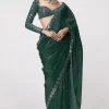 DF 3429 Bottle Green Color Faux Georgette 5mm Sequence Work Saree Casual, Wedding, Festive, Events . Expected Delivery  4-6 Working Days @2199/- only                                                 | Sarees, Bollywood Sarees, Creative Sarees, Designer Sarees, Embroidered Sarees, Ethnic Saree, Modern Digital sarees, Party Wear Sarees
