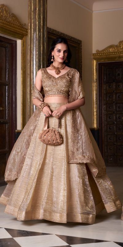LNB 1430 Chiku Color Gold Crush Plain Canvas Lehenga Choli Wedding, Party, Festive, Events Etc. Delivery 4-6 Working Days Rs 3199 | Lehenga, Bollywood Lehenga, Creative Lehenga, Designer Lehenga, Embroidered Lehenga, Party Wear Lehenga