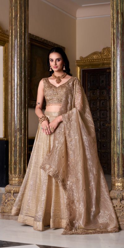 LNB 1430 Chiku Color Gold Crush Plain Canvas Lehenga Choli Wedding, Party, Festive, Events Etc. Delivery 4-6 Working Days Rs 3199 | Lehenga, Bollywood Lehenga, Creative Lehenga, Designer Lehenga, Embroidered Lehenga, Party Wear Lehenga