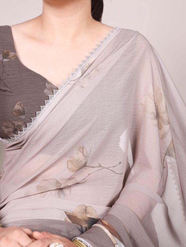 YNF 7038 Coffee Color Weightless Marbal Floral Printed Lace Border Saree Casual, Wedding, Festive, Events . Expected Delivery  4-6 Working Days @1549/- only                                                                                | Sarees, Bollywood Sarees, Creative Sarees, Designer Sarees, Embroidered Sarees, Ethnic Saree, Modern Digital sarees, Party Wear Sarees